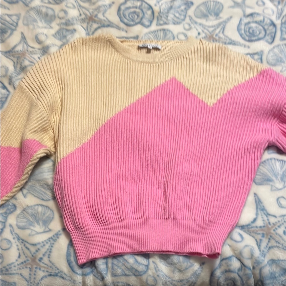 Colorblock Pink and Cream Sweater